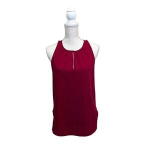 J.Crew J. Crew Red Sleeveless Top Blouse Size 2 crew neck button slit